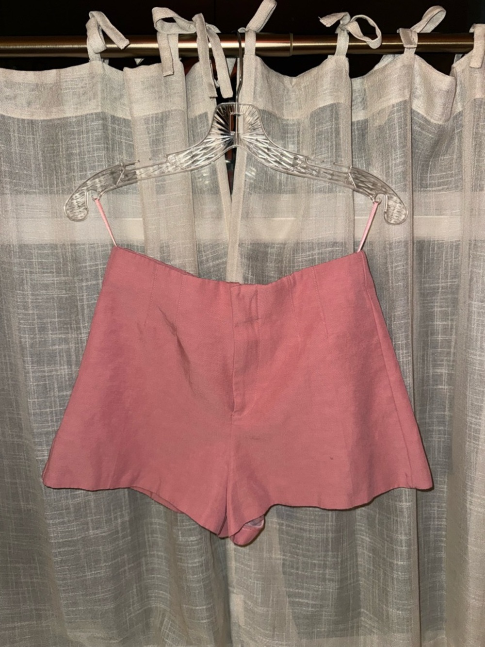 Zara Pink High-Waist Flared Casual Shorts